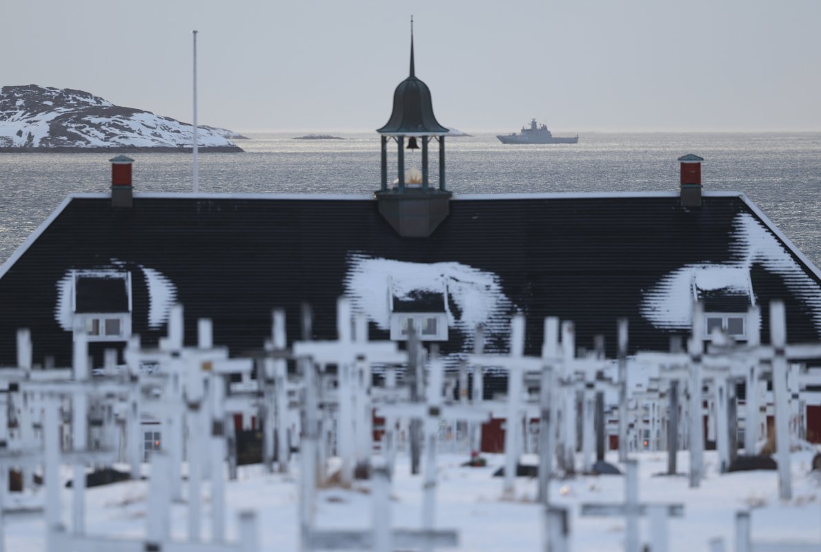 Вид города Нуук, Гренландия, 22 января 2026 года