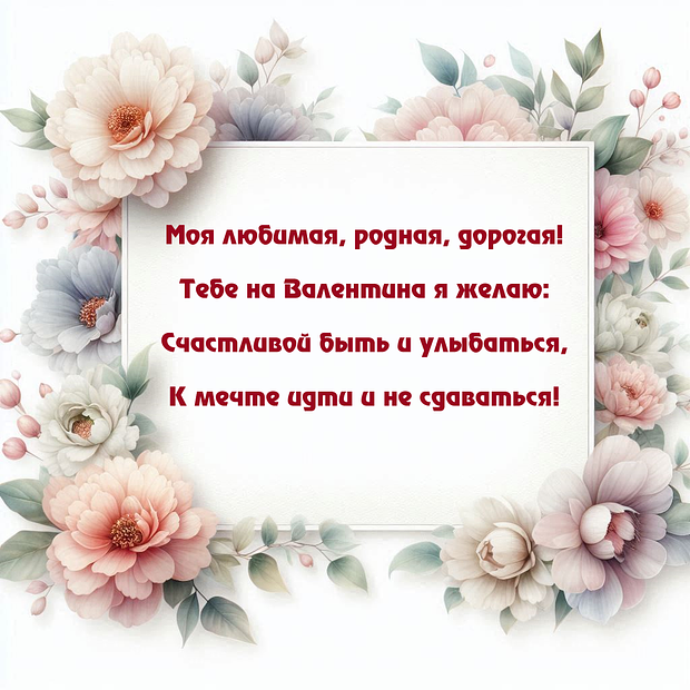 Картинка с поздравлением в стихах на День святого Валентина