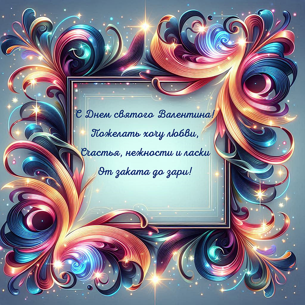 Картинка с поздравлением в стихах на День святого Валентина


