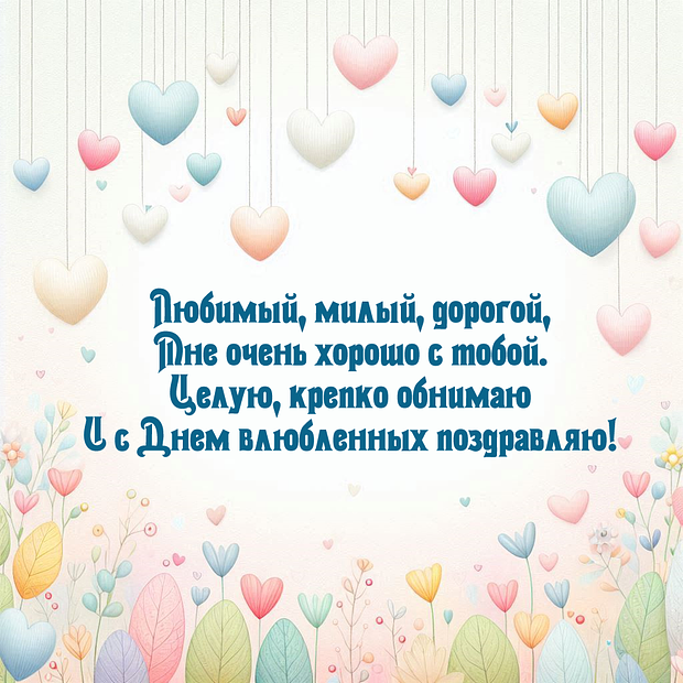 Картинка с поздравлением в стихах на День святого Валентина
