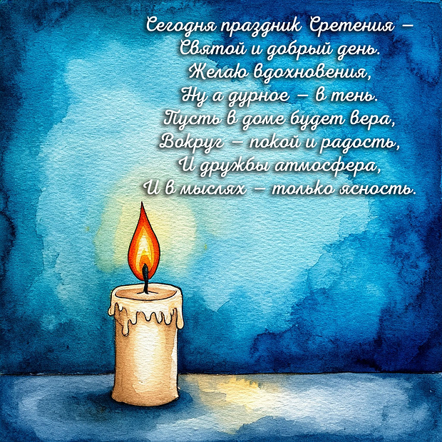 Открытка со стихами на Сретение
