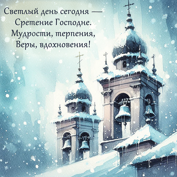 Открытка со стихами на Сретение

