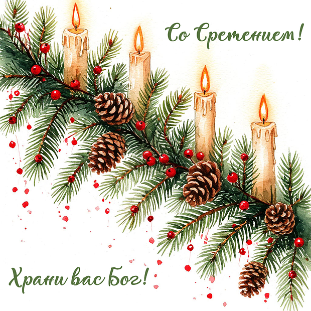 Красивая открытка со Сретением Господним
