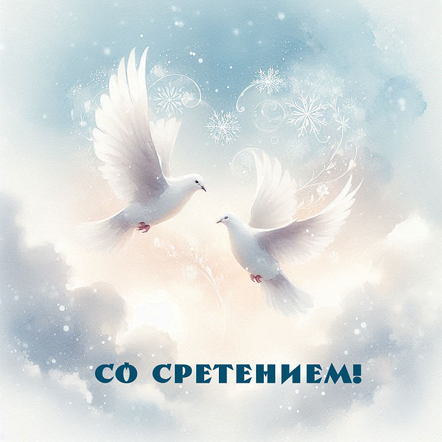 Открытка с поздравлением на Сретение
