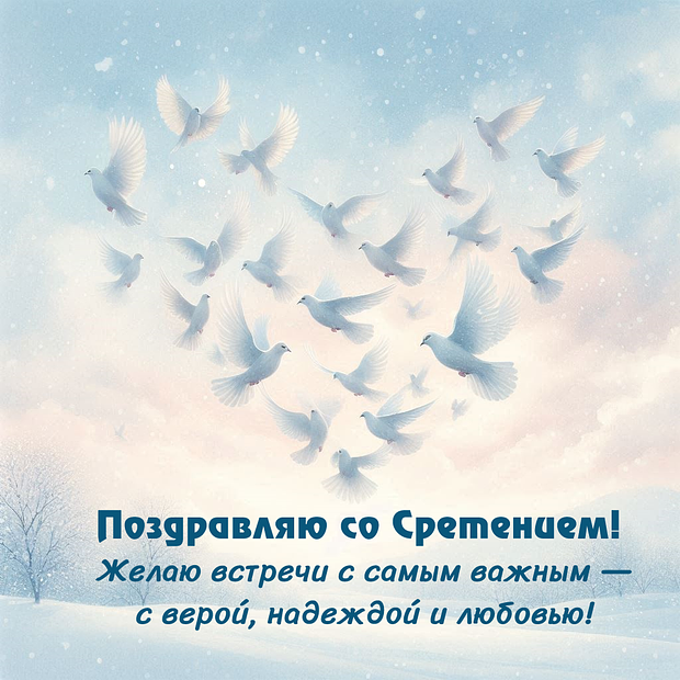 Картинка с поздравлением на Сретение
