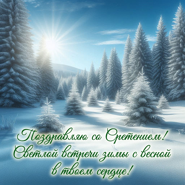 Открытка с душевным поздравлением со Сретением
