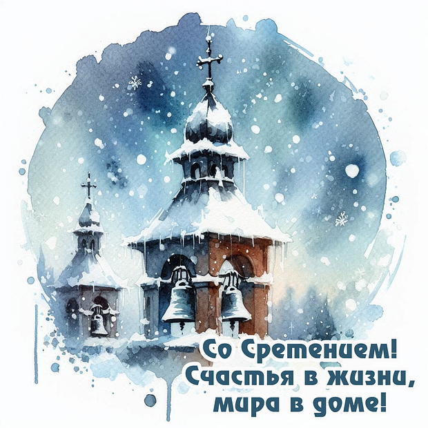 Картинка с поздравлением со Сретением
