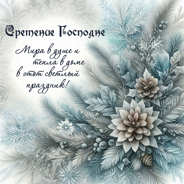 Оригинальная открытка со Сретением
