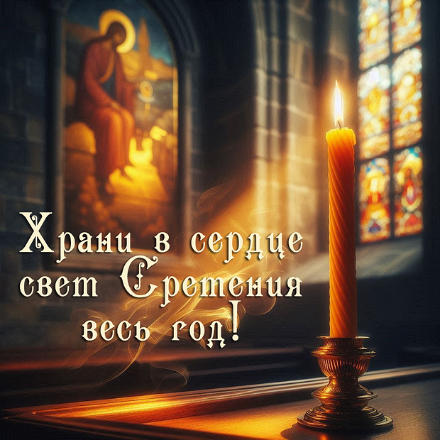 Красивая открытка со Сретением Господним
