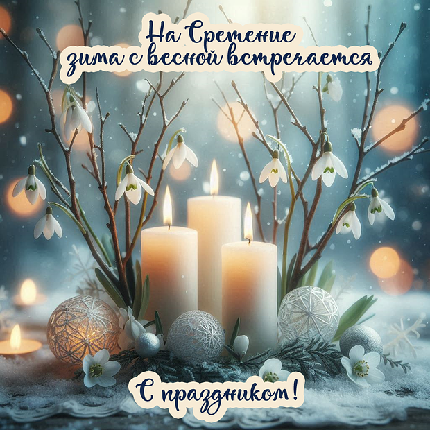Открытка с поздравлением на Сретение
