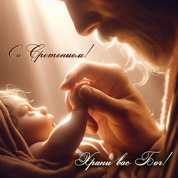 Красивая открытка со Сретением