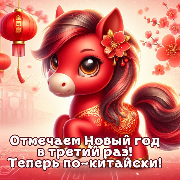 Оригинальная открытка с китайским Новым годом
