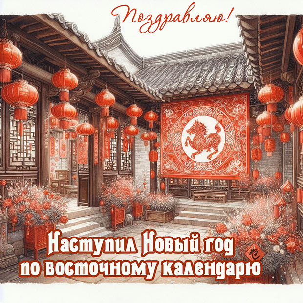 Открытка с китайским Новым годом 2026
