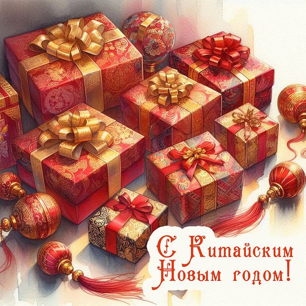 Картинка с поздравлением с китайским Новым годом
