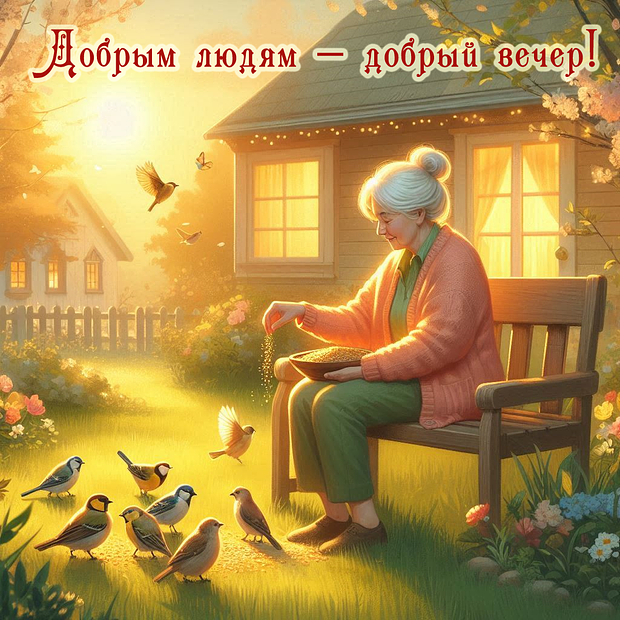 Красивая открытка с добрым вечером

