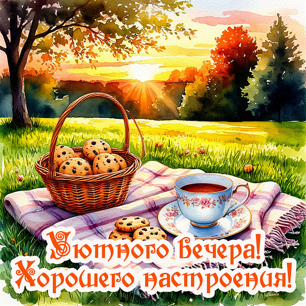Бесплатная открытка с добрым вечером 
