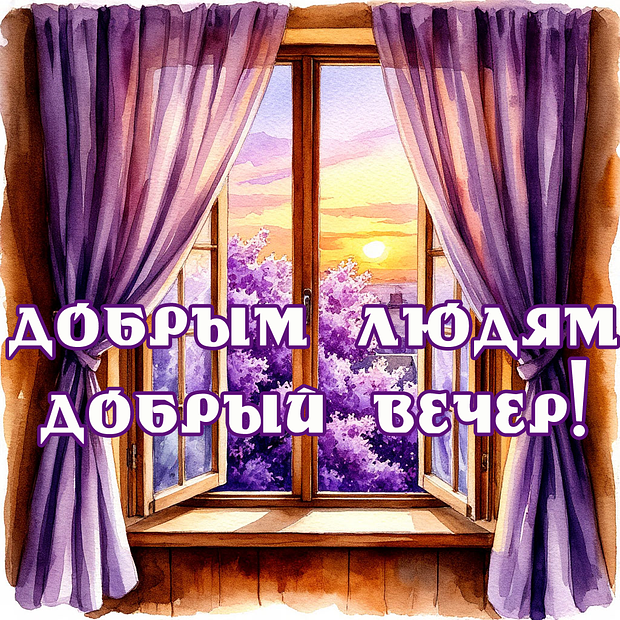 Открытка с пожеланием доброго вечера	
