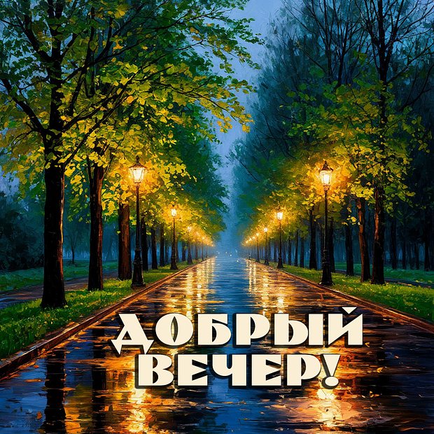 Открытка с пожеланием доброго вечера
