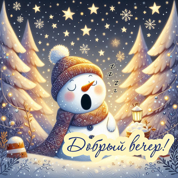 Открытка с пожеланием доброго вечера и спокойной ночи
