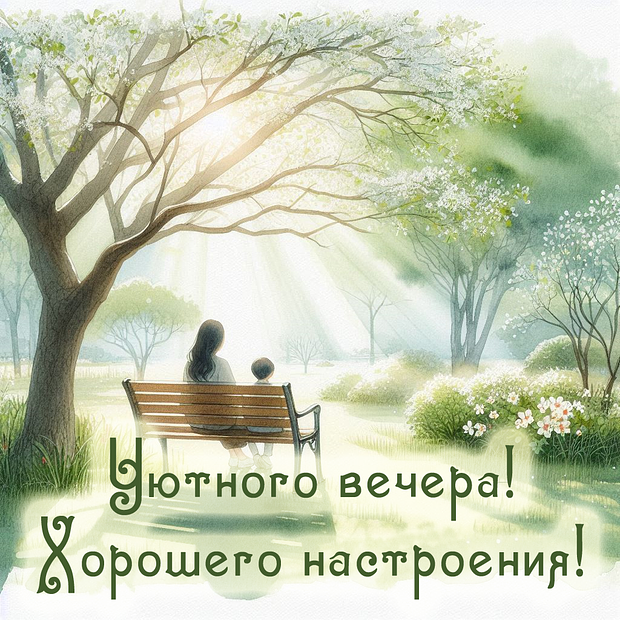 Открытка с пожеланием доброго вечера	
