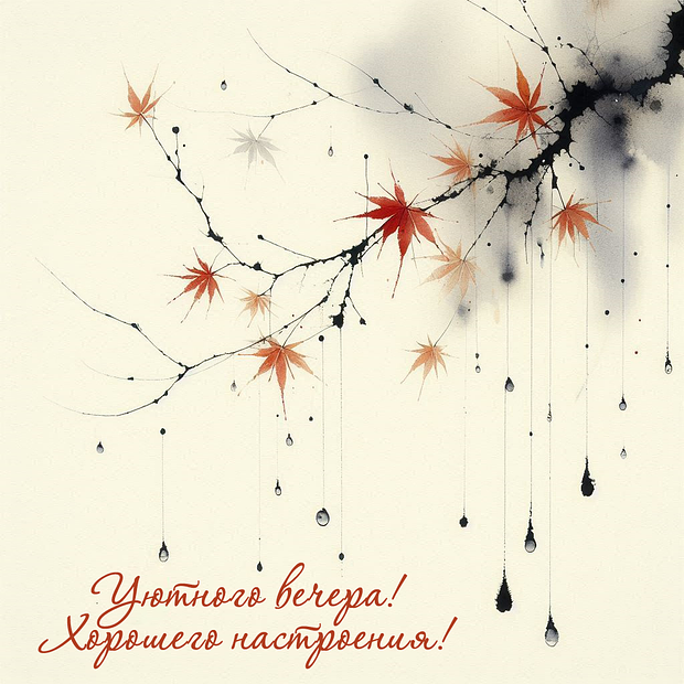 Открытка с пожеланием доброго вечера и спокойной ночи
