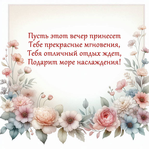 Открытка с пожеланием доброго вечера в стихах