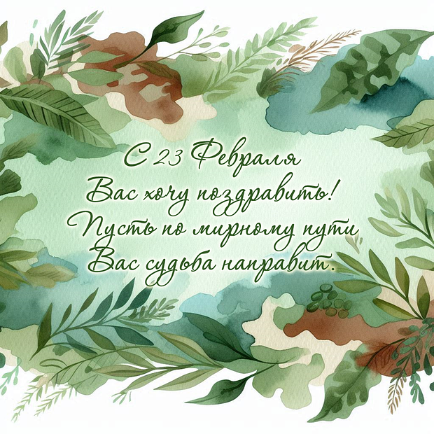 Открытка со стихами на 23 Февраля
