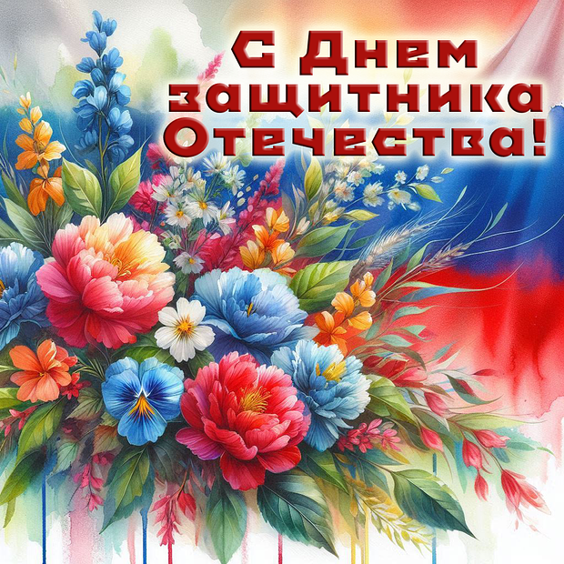 Открытка с поздравлением на День защитника Отечества
