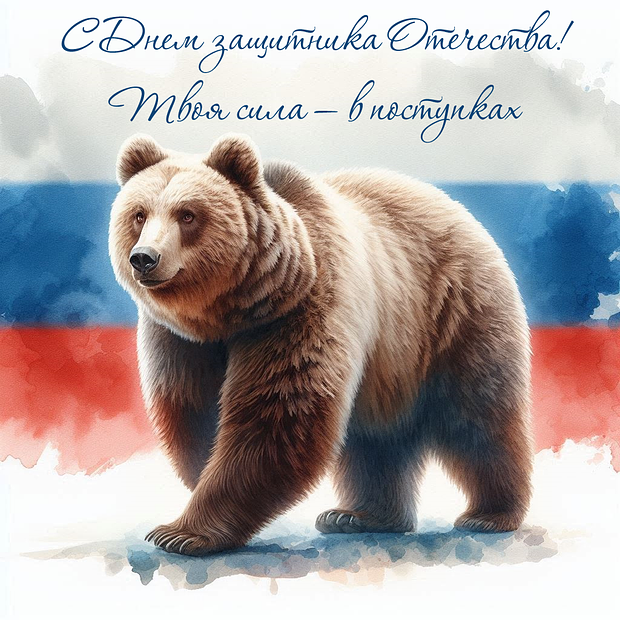 Поздравление с 23 Февраля в открытке
