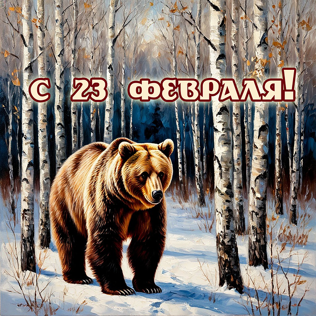 Открытка с поздравлением на 23 Февраля
