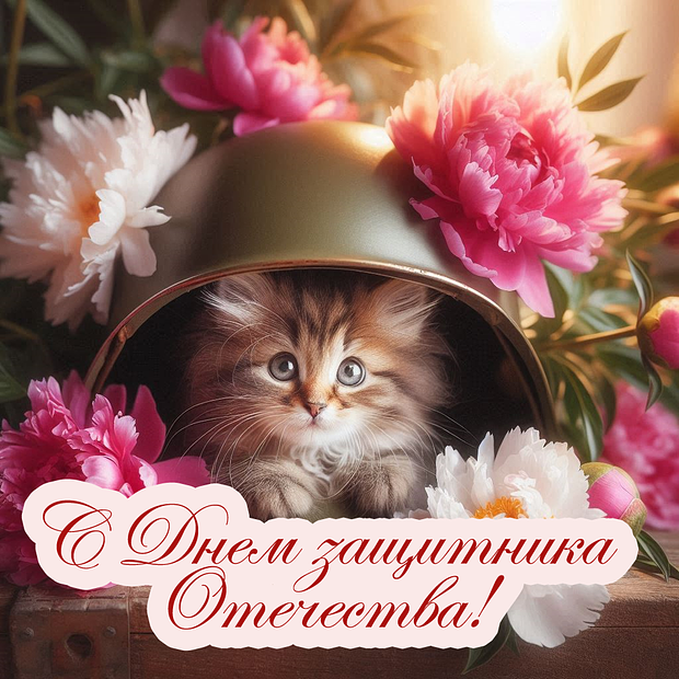 Поздравление с 23 Февраля в открытке
