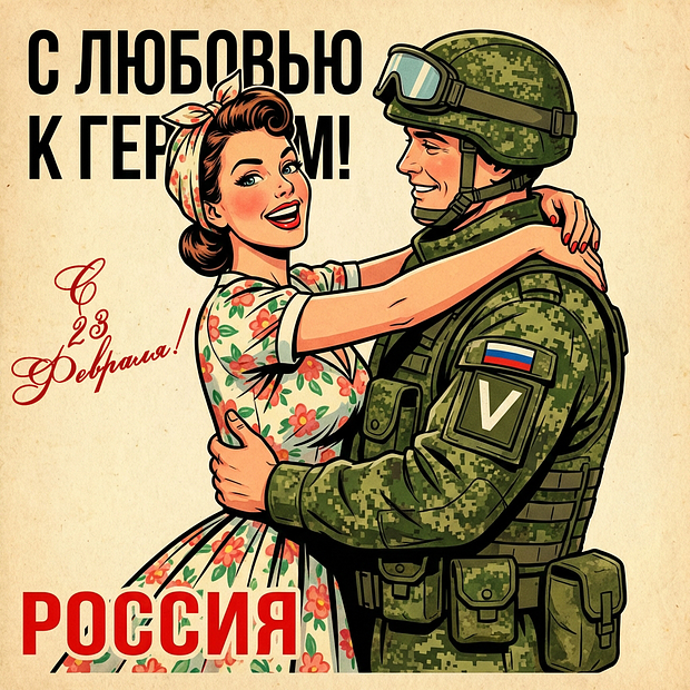 Поздравление с Днем защитника Отечества в открытке
