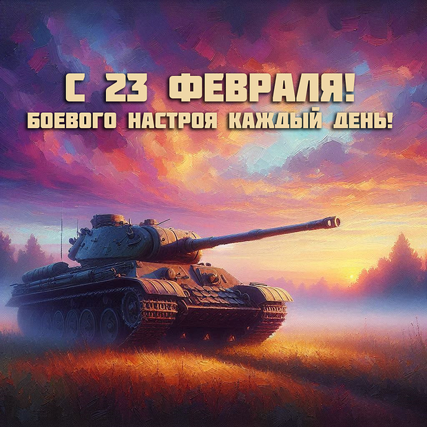 Поздравление с 23 Февраля в открытке
