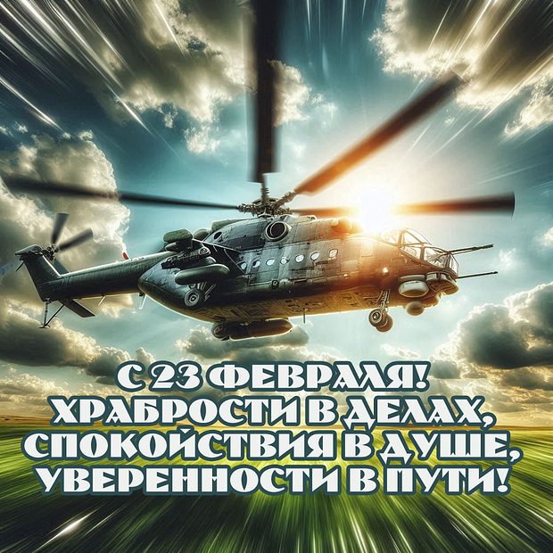 Открытка с поздравлением на 23 Февраля
