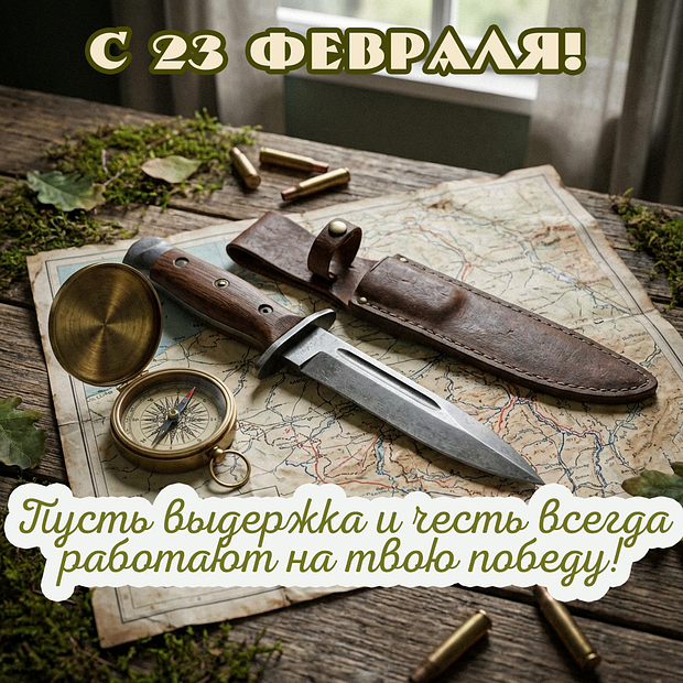 Поздравление с Днем защитника Отечества в открытке
