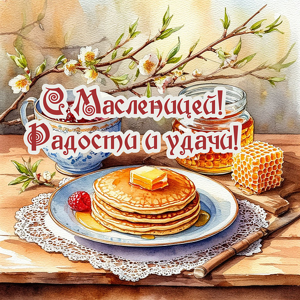 Красивая открытка с Масленицей бесплатно