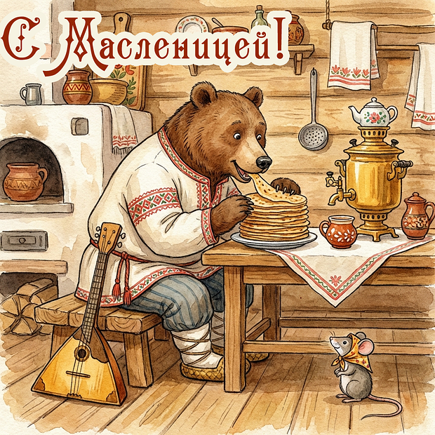 Открытка на Масленицу 2026