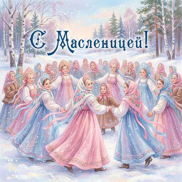 Открытка с днем Масленицы