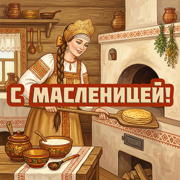 Картинка с поздравлением на Масленицу