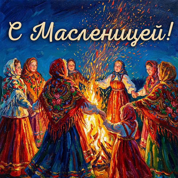 Скачать бесплатно открытку с Масленицей
