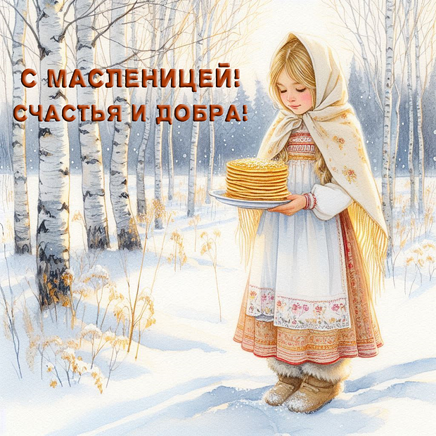 Красивая открытка с Масленицей бесплатно