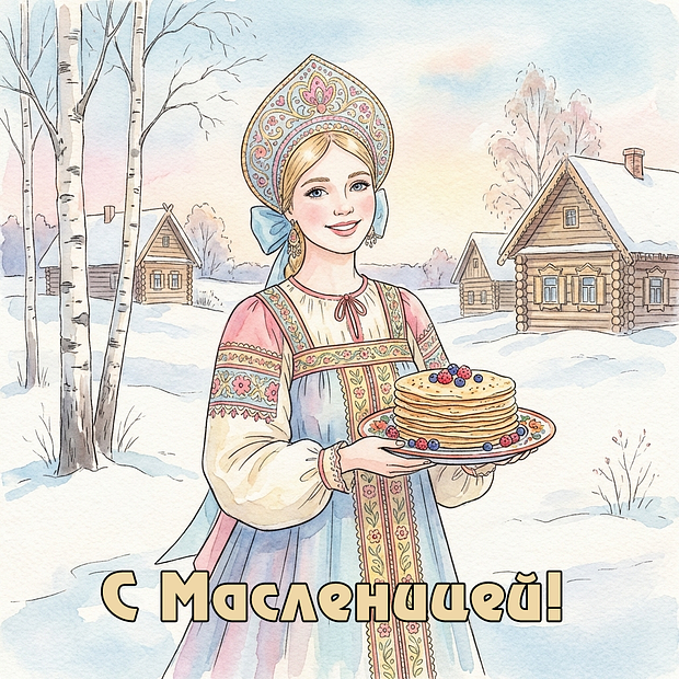 Открытка на Масленицу 2026