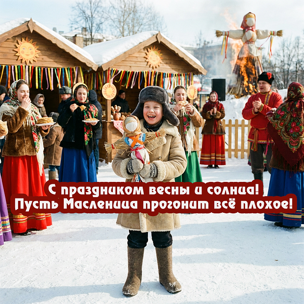 Красивая открытка с Масленицей