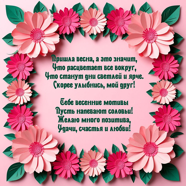 Картинка с поздравлением в стихах с первым днем весны
