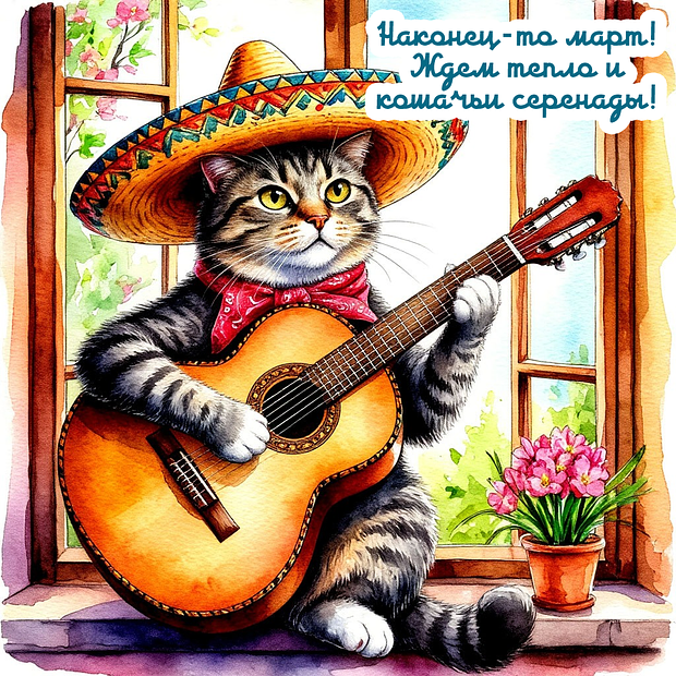 Открытка на первый день весны 2026
