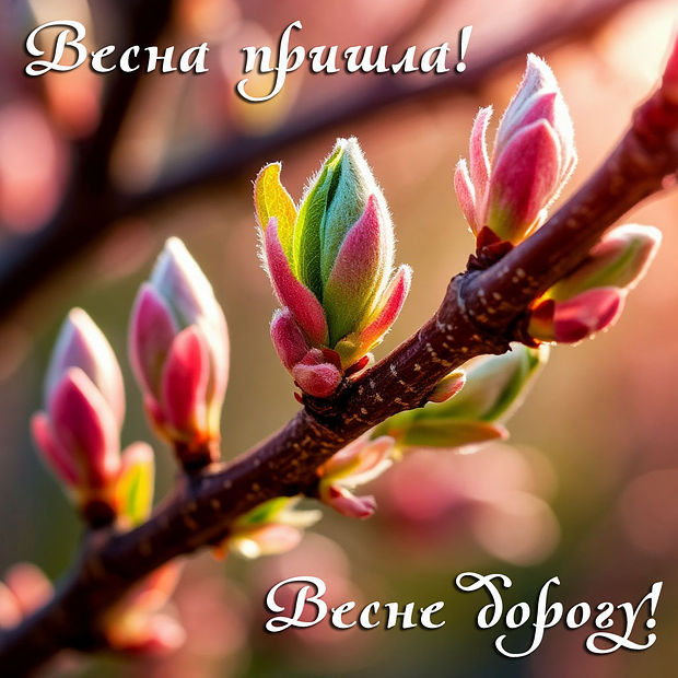 Открытка с первым днем весны

