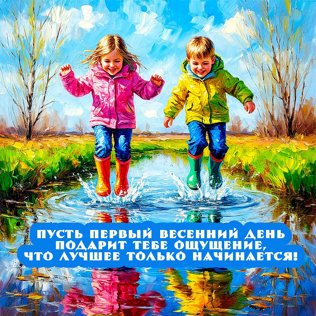 Скачать бесплатно открытку с первым днем весны
