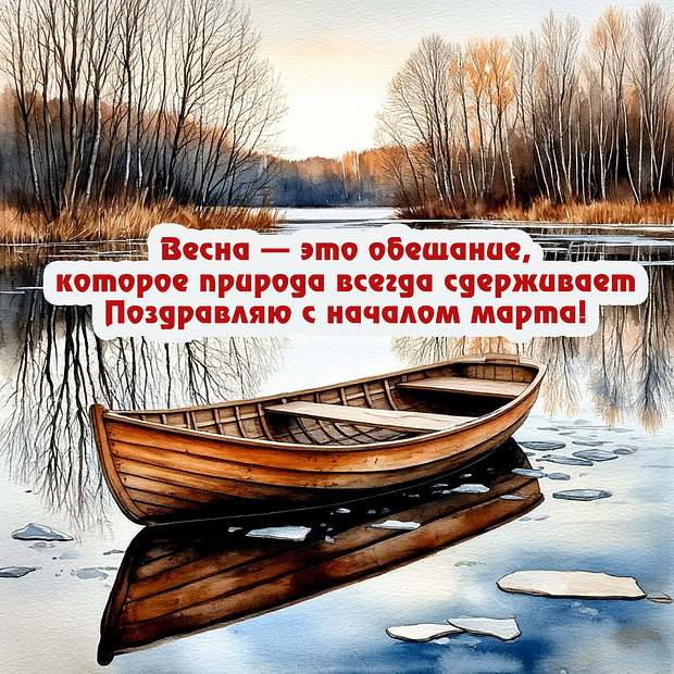 Открытка с поздравлением на первый день весны