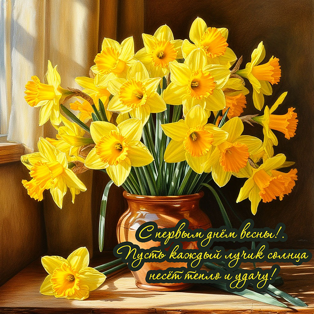 Открытка с первым днем весны бесплатно

