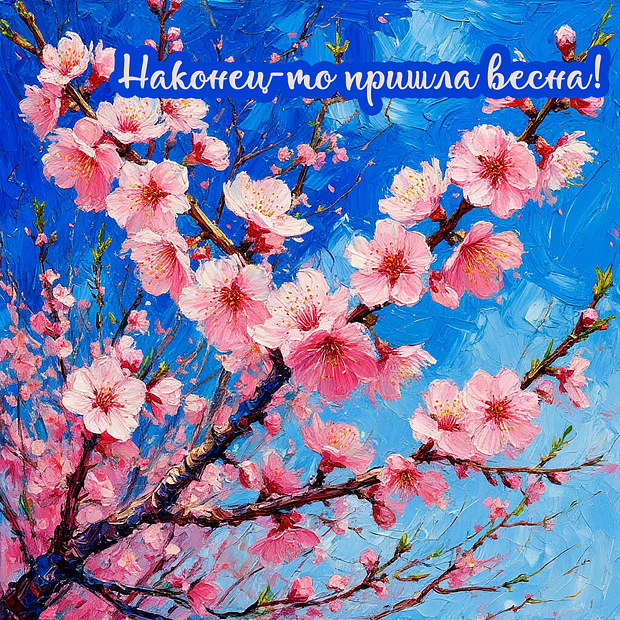 Красивая открытка с первым днем весны бесплатно
